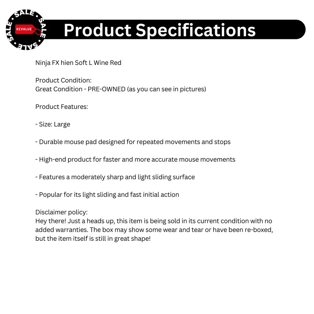 Artisan Ninja FX hien Soft Large Wine Red Gaming Mouse Pad Gamer Multi-hardness‎